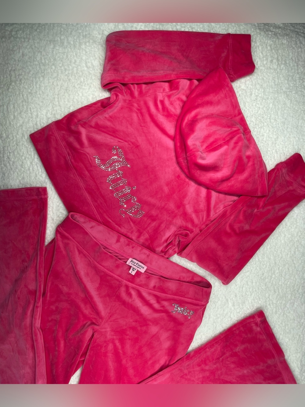 Juicy Couture Pink Label Tracksuit Womens L Jacket & Pants Y2K Style